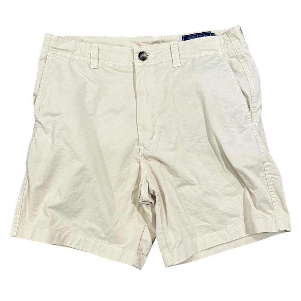 Vineyard Vines Mens 30 Island Shorts Beige Khaki Flat Front Cotton Stretch 6.5"